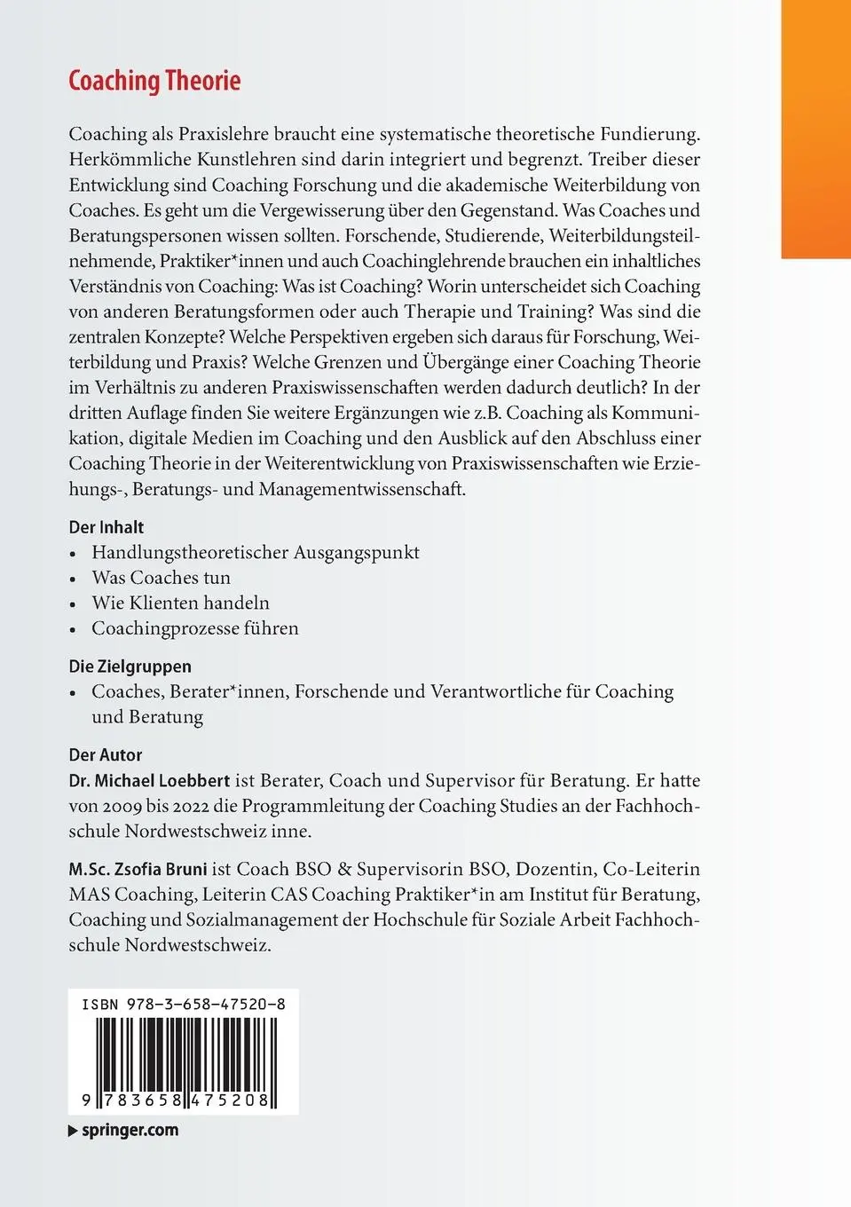 Rückseite: 9783658475208 | Coaching Theorie | Eine Einführung | Zsofia Bruni (u. a.) | Buch