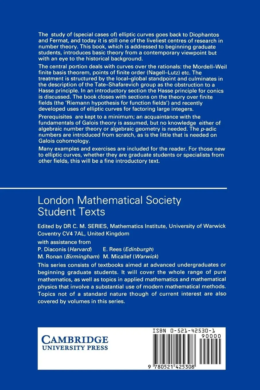 Rückseite: 9780521425308 | Lectures on Elliptic Curves | J. W. S. Cassels | Taschenbuch | 1991
