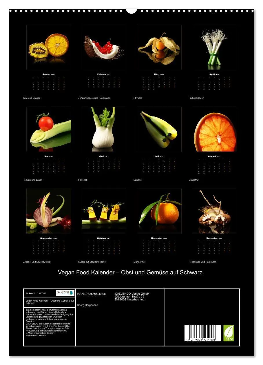 Bild: 9783569505308 | Vegan Food Kalender - Obst und Gemüse auf Schwarz (hochwertiger...