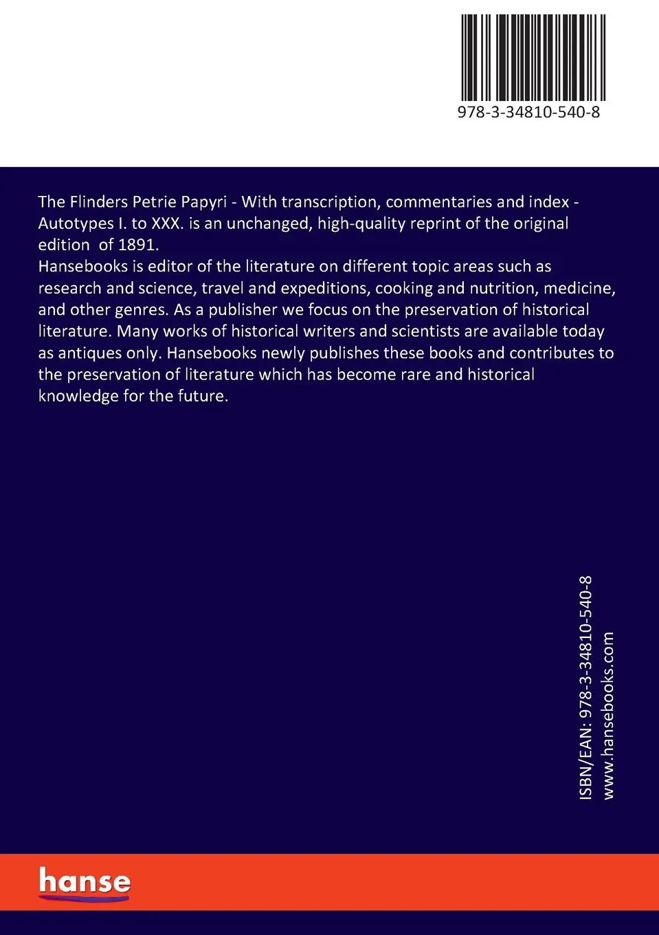 Rückseite: 9783348105408 | The Flinders Petrie Papyri | John P. Mahaffy | Taschenbuch | Englisch
