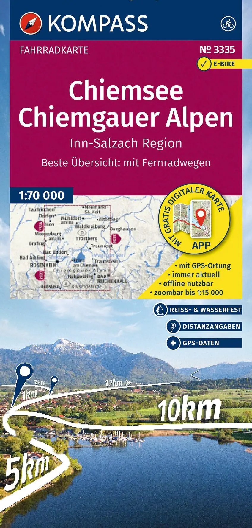 Cover: 9783991545408 | KOMPASS Fahrradkarte 3335 Chiemsee, Chiemgauer Alpen,...