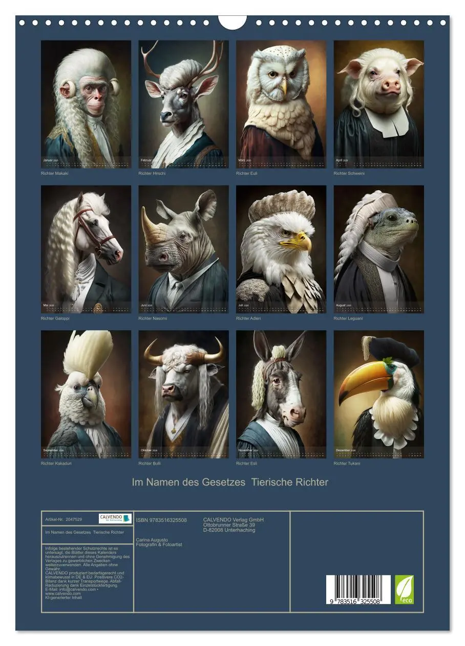 Bild: 9783516325508 | Im Namen des Gesetzes Tierische Richter (Wandkalender 2026 DIN A3...