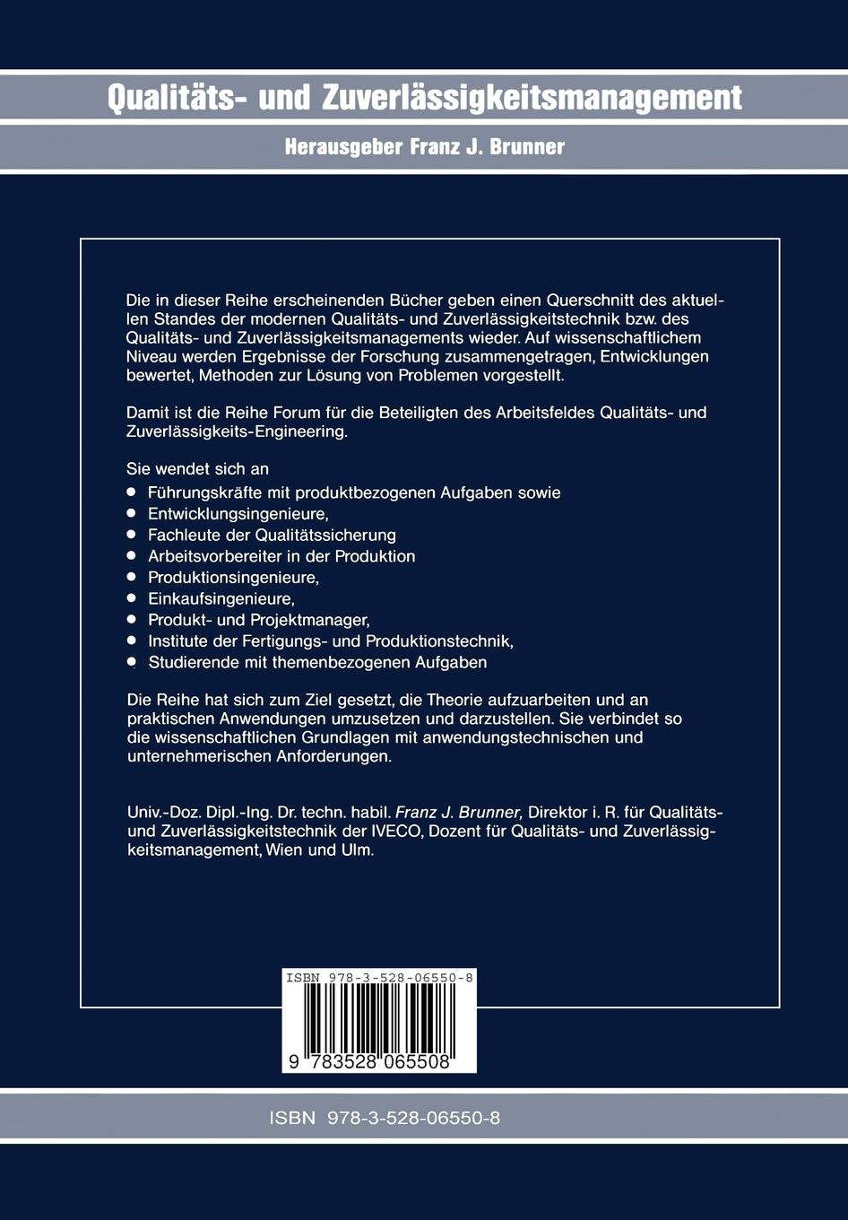 Rückseite: 9783528065508 | Prozeßsicherung in der mechanischen Fertigung | Gerhard Kranich | Buch