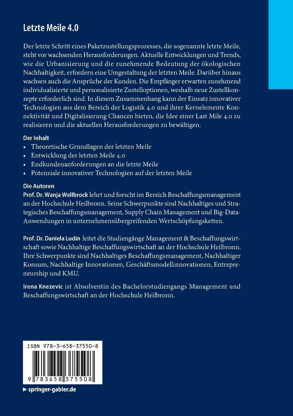 Rückseite: 9783658375508 | Letzte Meile 4.0 | Wanja Wellbrock (u. a.) | Taschenbuch | x | Deutsch