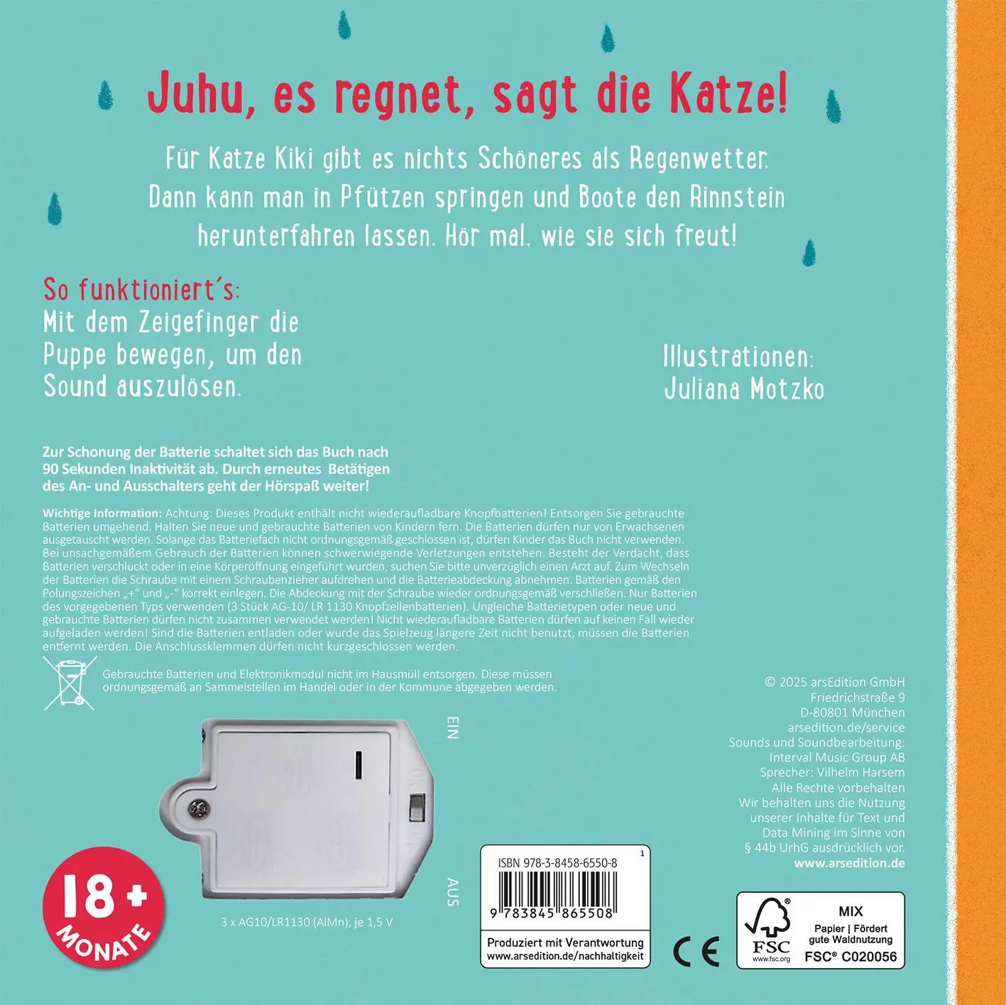 Rückseite: 9783845865508 | Meine sprechende Fingerpuppe: Was sagt die Katze? | Juhu, es regnet!