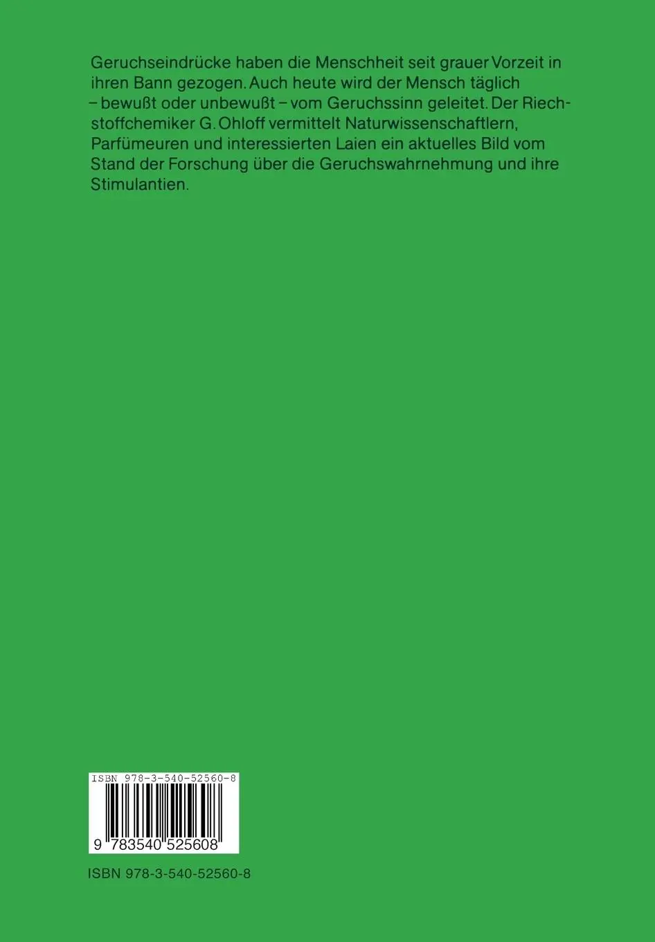 Rückseite: 9783540525608 | Riechstoffe und Geruchssinn | Die molekulare Welt der Düfte | Ohloff