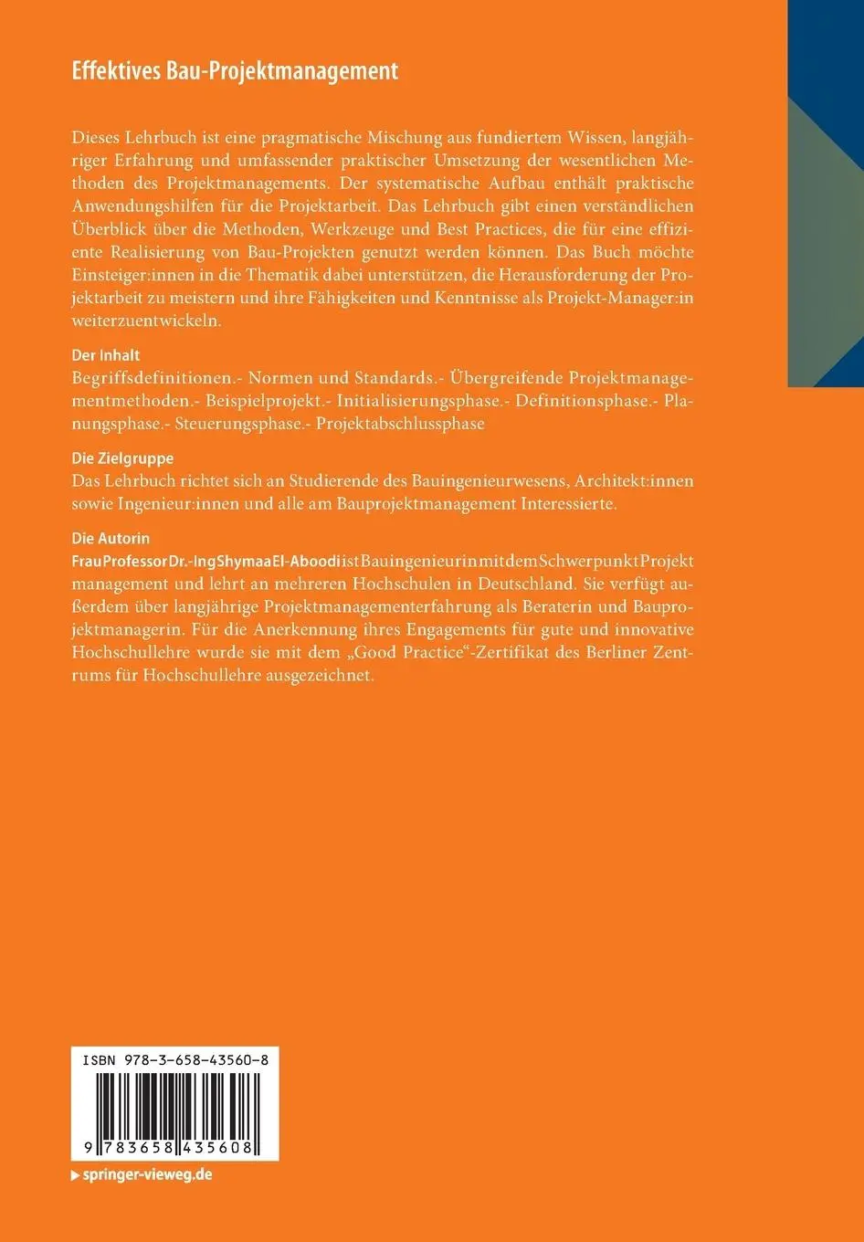 Rückseite: 9783658435608 | Effektives Bau-Projektmanagement | Shymaa El-Aboodi | Taschenbuch
