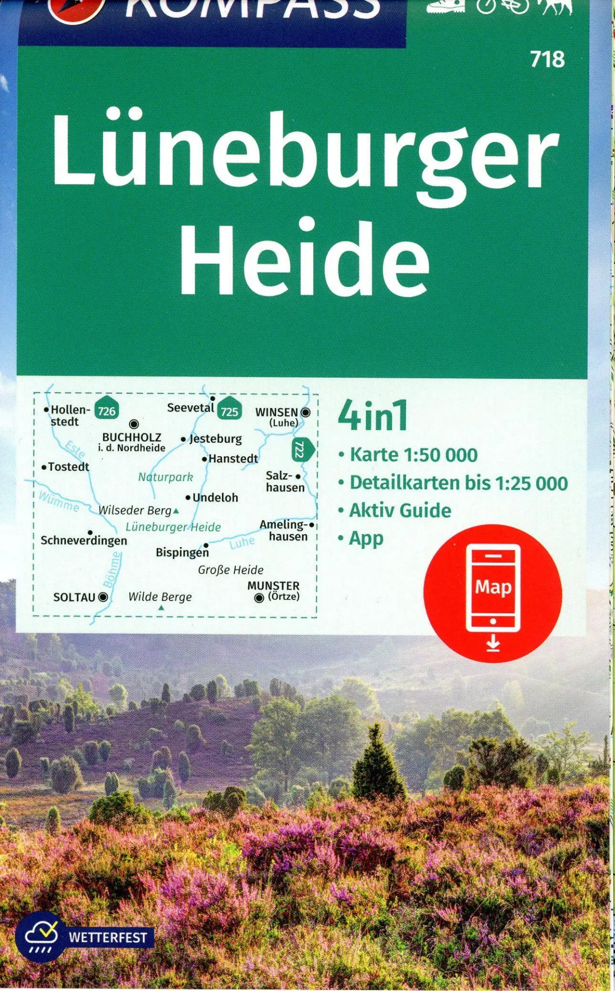 Bild: 9783991215608 | KOMPASS Wanderkarte 718 Lüneburger Heide 1:50.000 | GmbH | 2 Bde/Tle