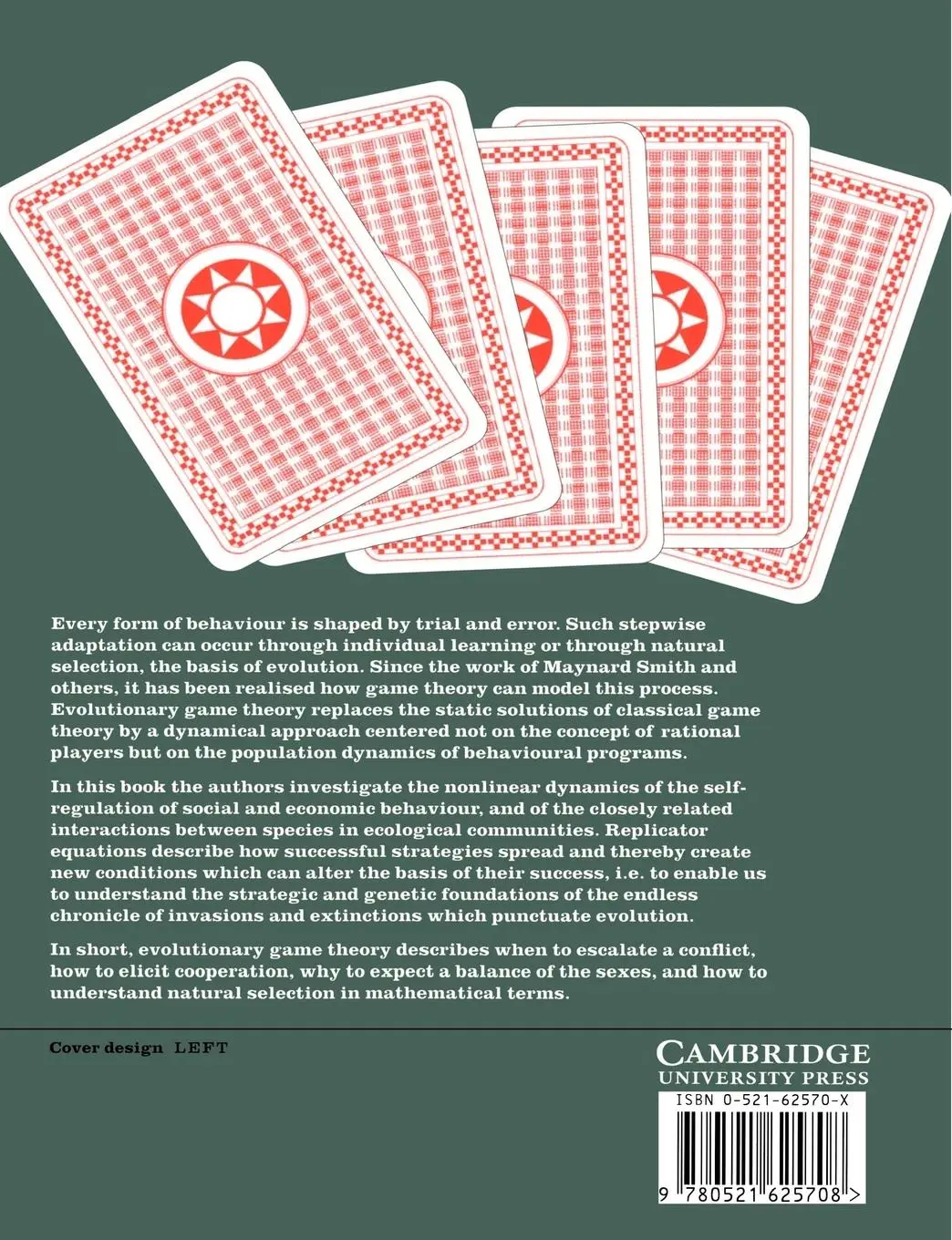 Rückseite: 9780521625708 | Evolutionary Games and Population Dynamics | Josef Hofbauer (u. a.)