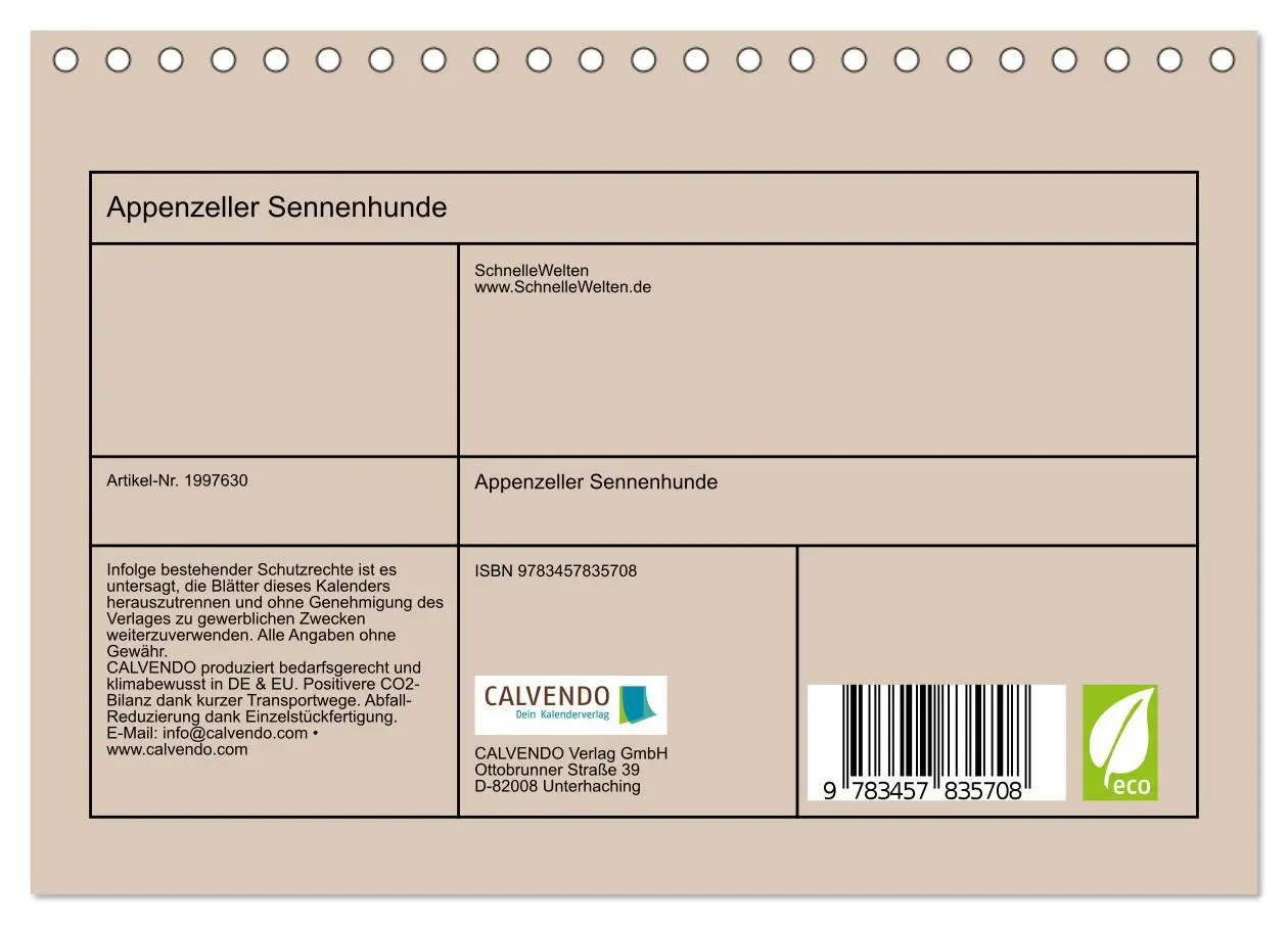 Bild: 9783457835708 | Appenzeller Sennenhunde (Tischkalender 2026 DIN A5 quer), CALVENDO...