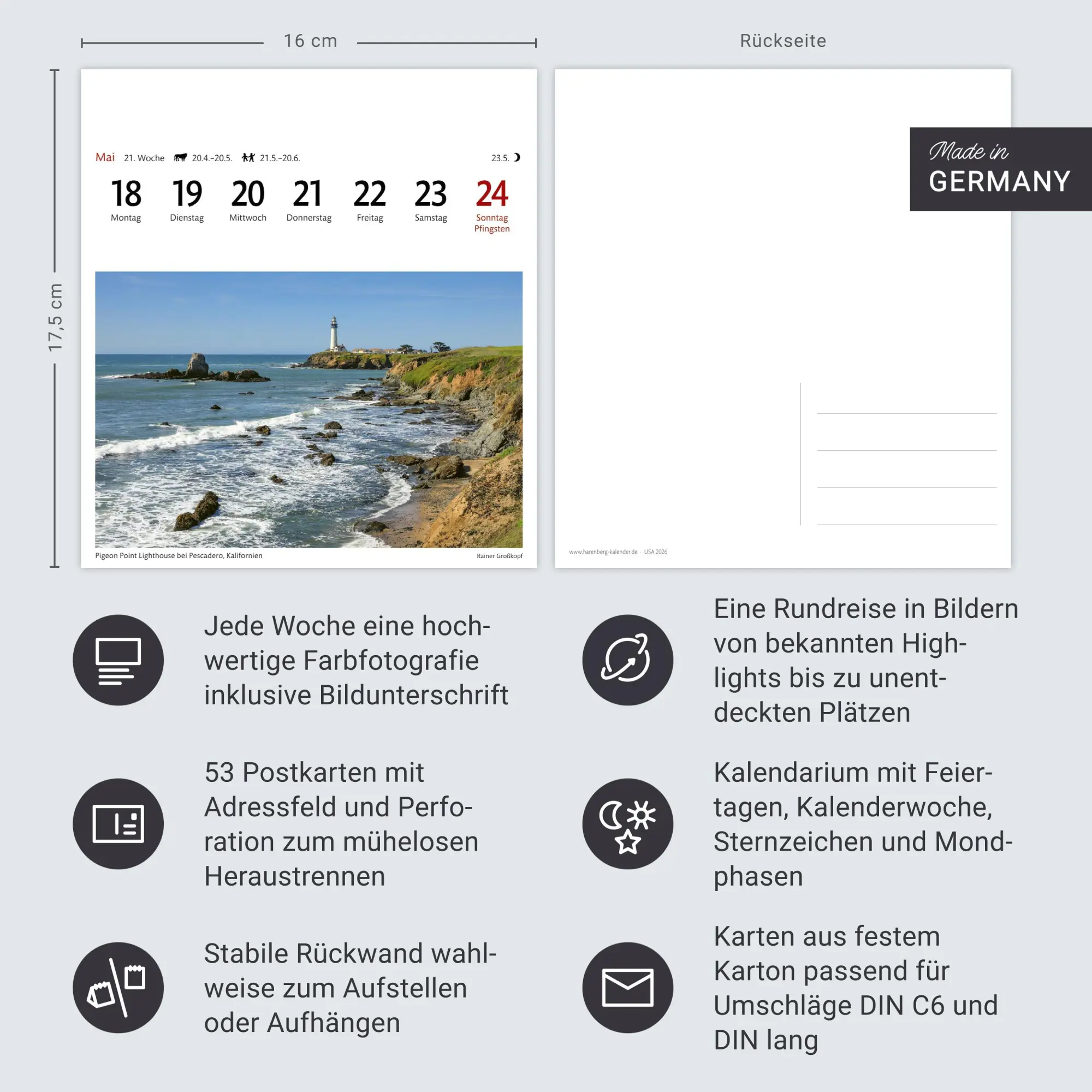 Bild: 9783840035708 | USA Sehnsuchtskalender 2026 - Wochenkalender mit 53 Postkarten | 54 S.