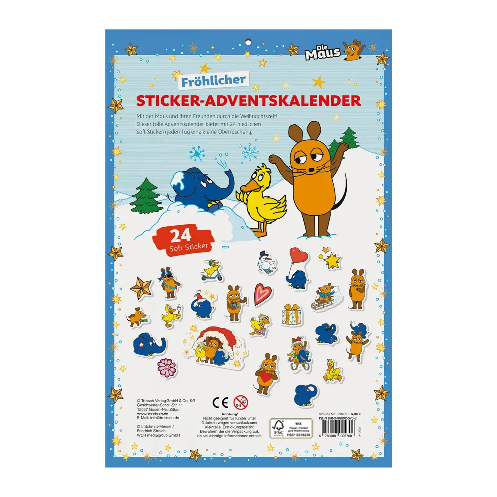 Bild: 9783988025708 | TRÖTSCH - Sticker-Adventskalender "Die Maus " Weihnachtskalender...
