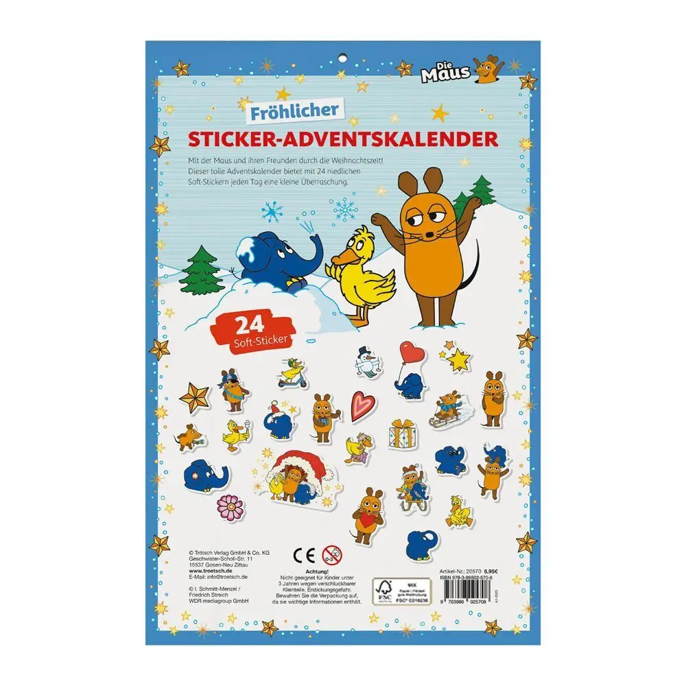 Bild: 9783988025708 | TRÖTSCH - Sticker-Adventskalender "Die Maus " Weihnachtskalender...