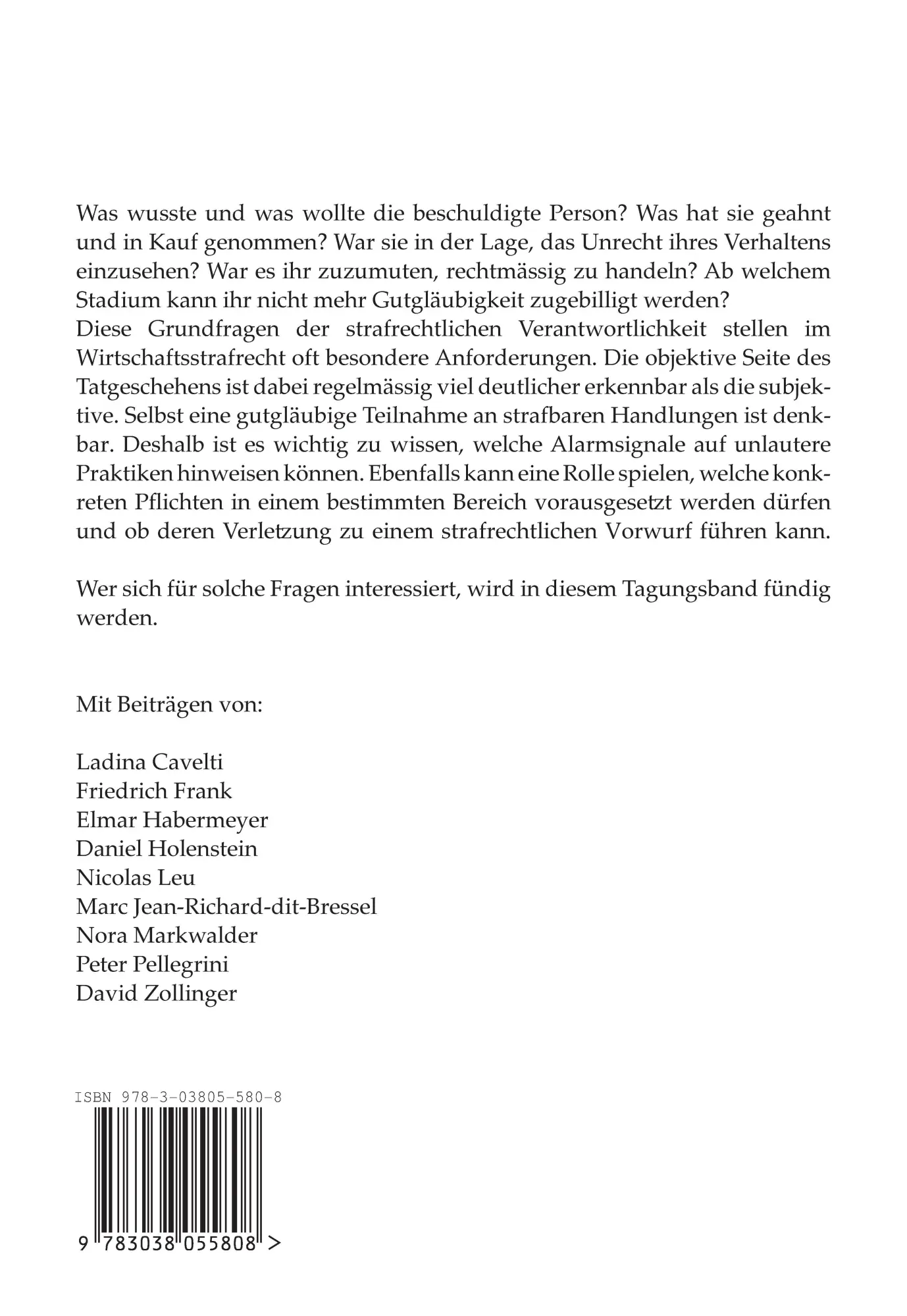 Rückseite: 9783038055808 | Nur gut gemeint? - Vorsatz, Absicht und Schuld im...