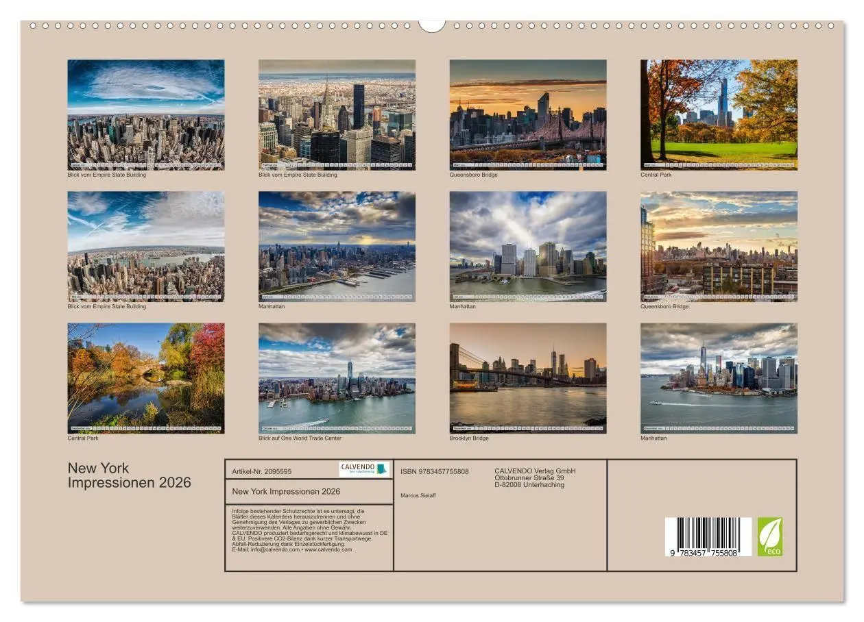 Bild: 9783457755808 | New York Impressionen 2026 (hochwertiger Premium Wandkalender 2026...