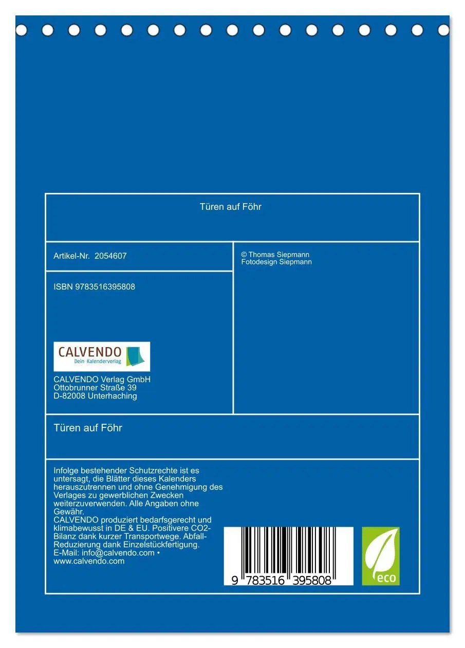 Bild: 9783516395808 | Türen auf Föhr (Tischkalender 2026 DIN A5 hoch), CALVENDO...