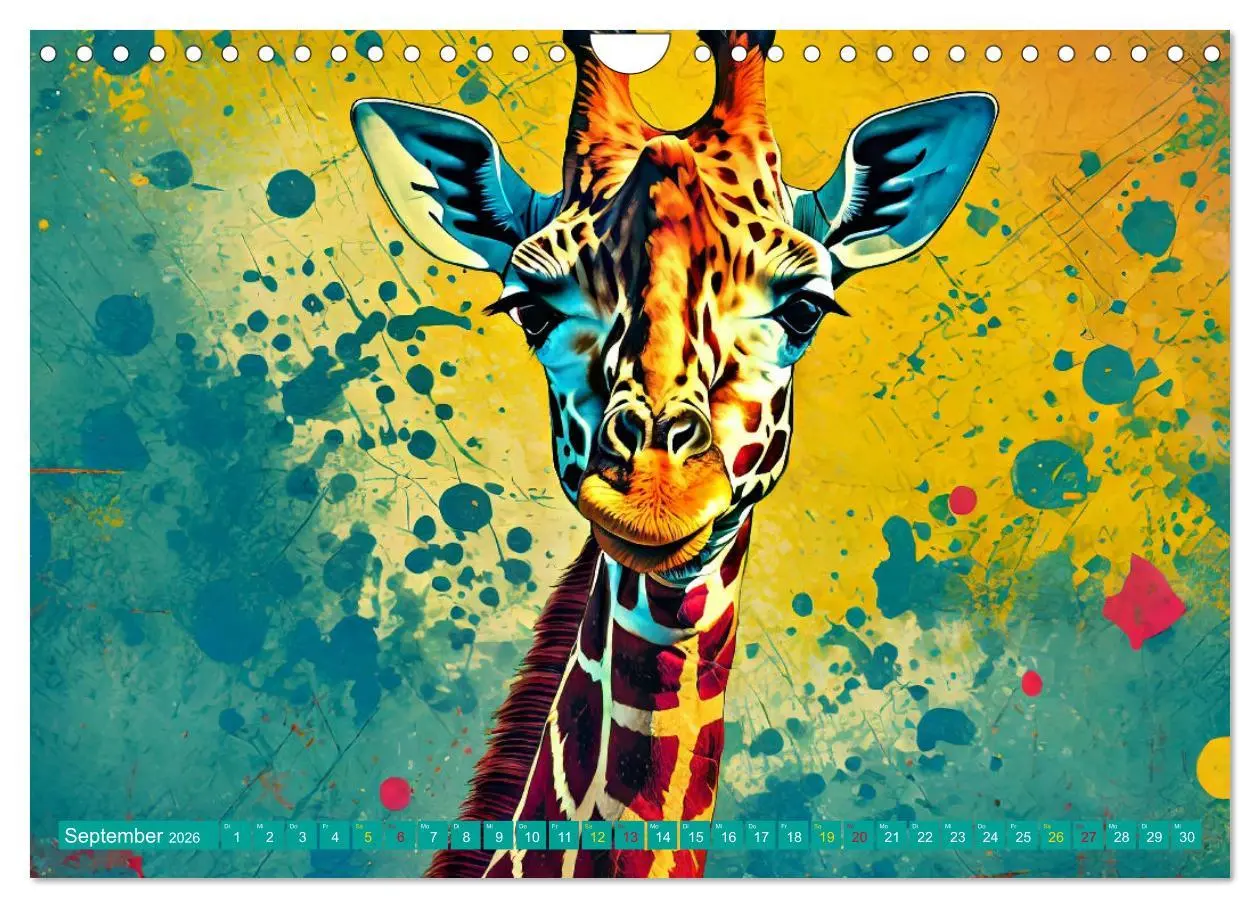 Bild: 9783457326008 | GIRAFFEN - Modern Art (Wandkalender 2026 DIN A4 quer), CALVENDO...