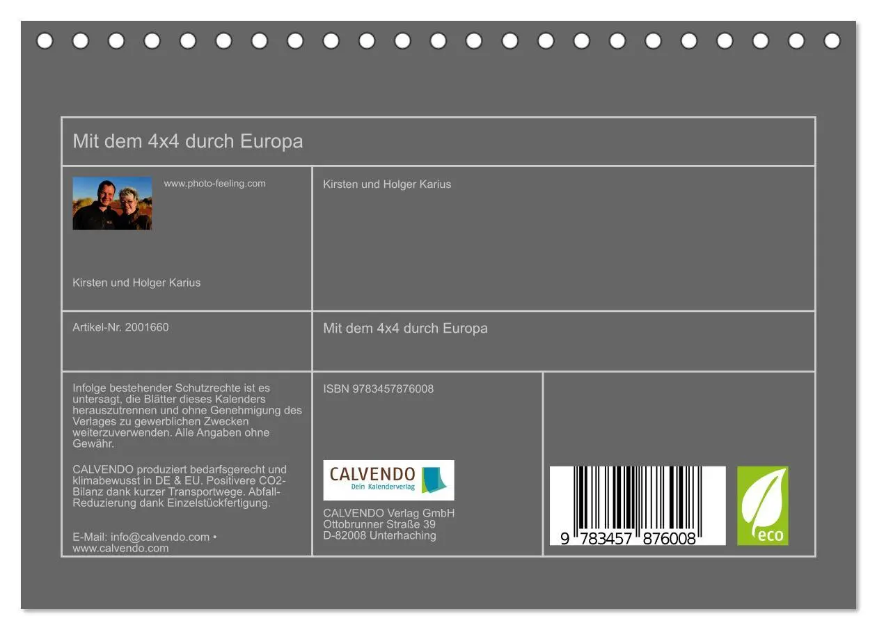 Bild: 9783457876008 | Mit dem 4x4 durch Europa (Tischkalender 2026 DIN A5 quer), CALVENDO...