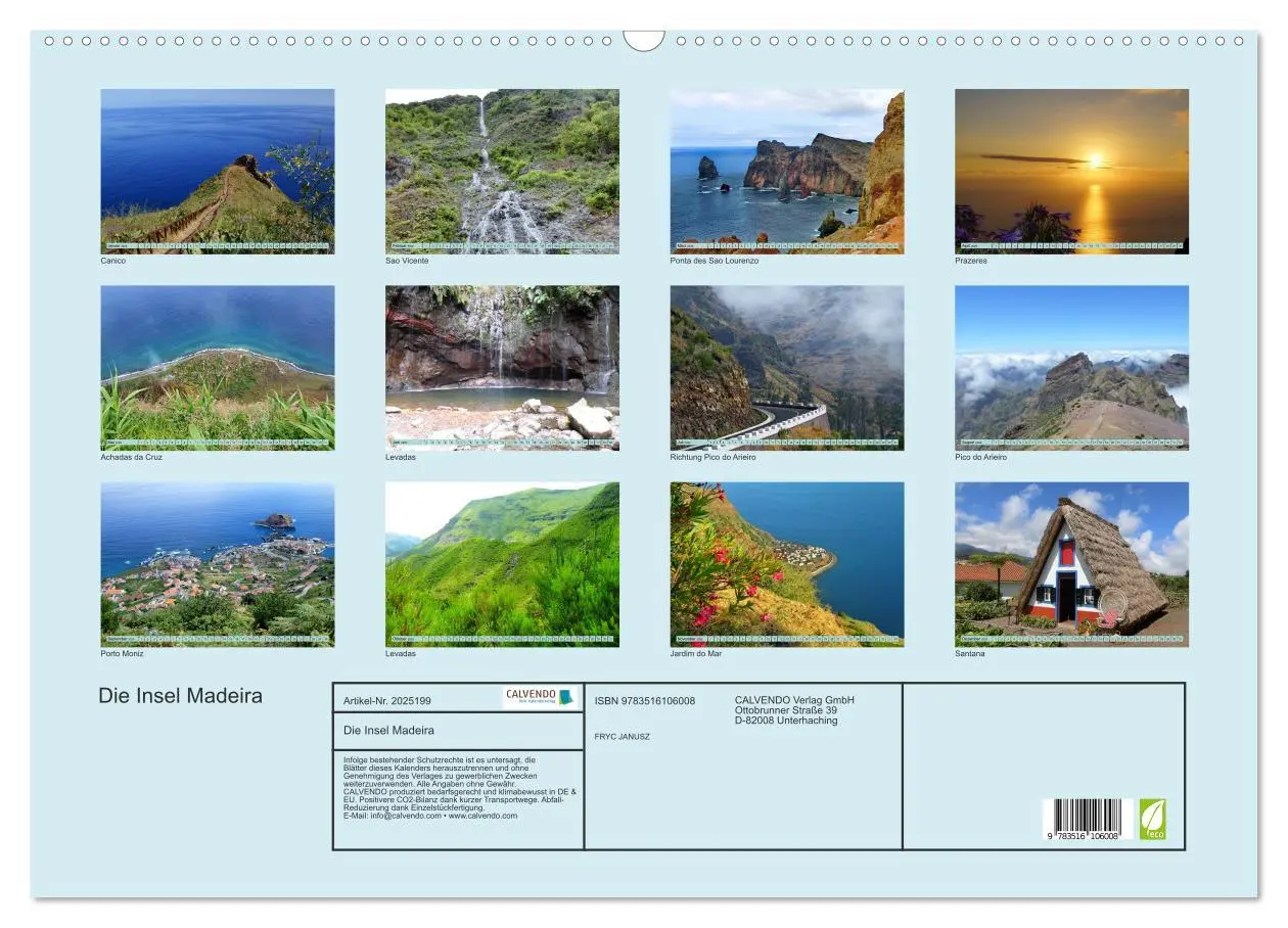 Bild: 9783516106008 | Die Insel Madeira (Wandkalender 2026 DIN A2 quer), CALVENDO...