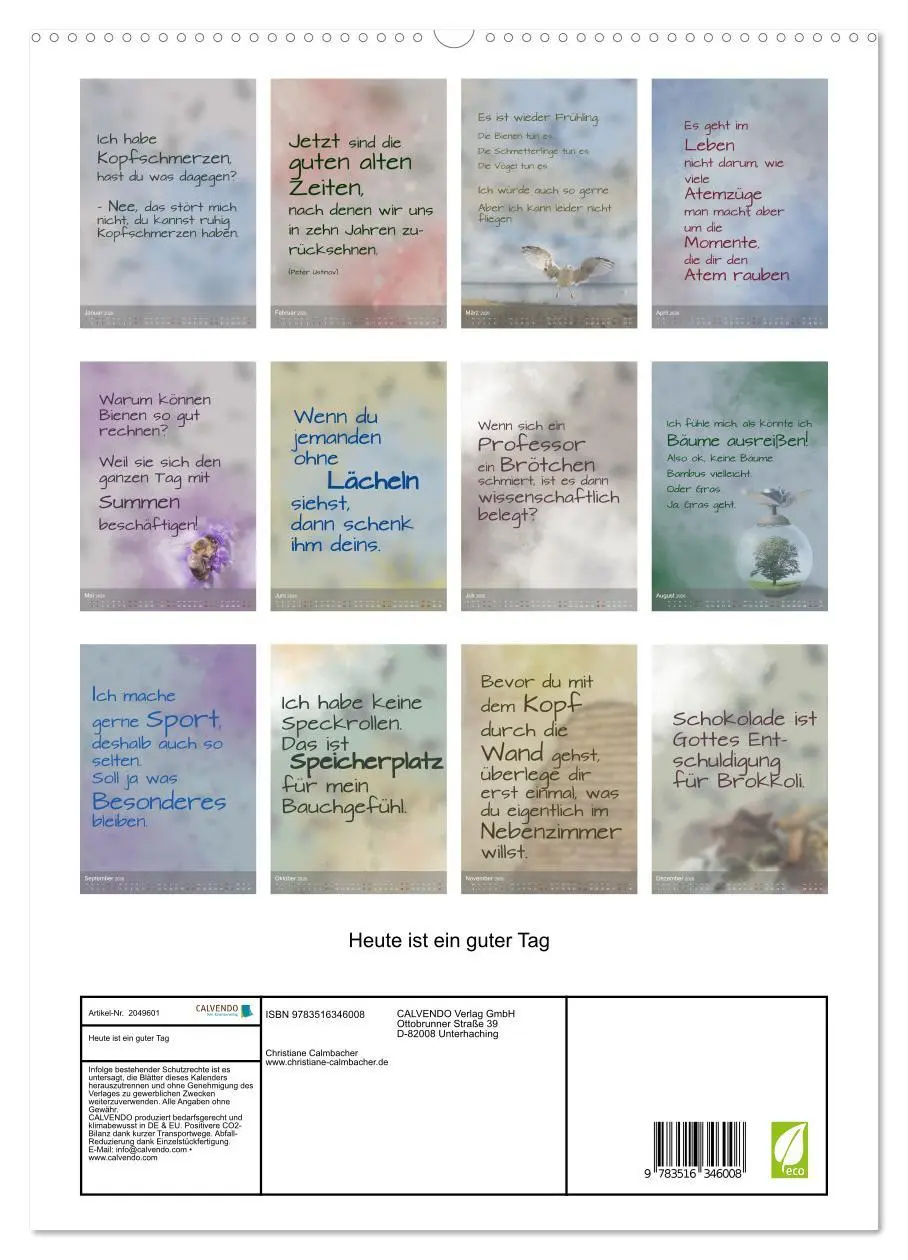 Bild: 9783516346008 | Heute ist ein guter Tag (hochwertiger Premium Wandkalender 2026 DIN...