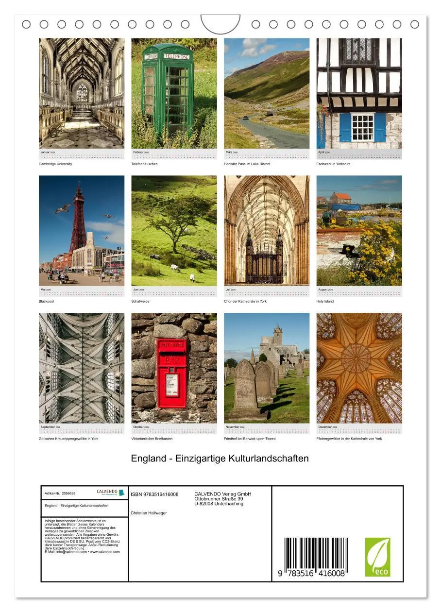 Bild: 9783516416008 | England - Einzigartige Kulturlandschaften (Wandkalender 2026 DIN A4...