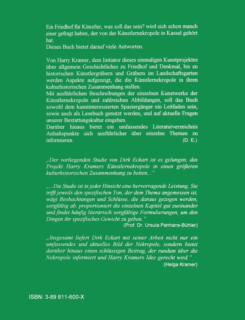 Rückseite: 9783898116008 | Die Kasseler Künstlernekropole | Dirk Eckart | Taschenbuch | Paperback