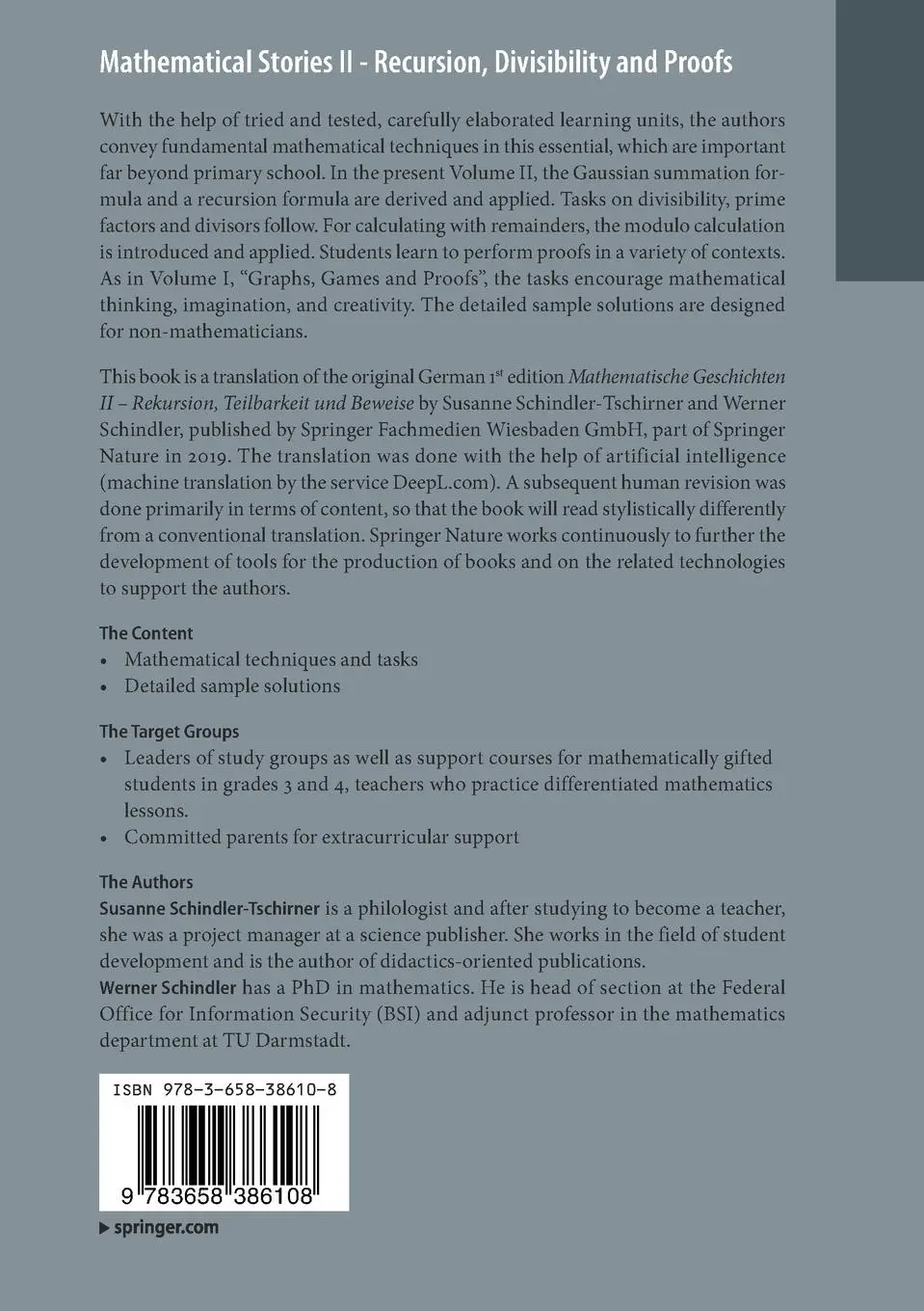 Rückseite: 9783658386108 | Mathematical Stories II - Recursion, Divisibility and Proofs | Buch