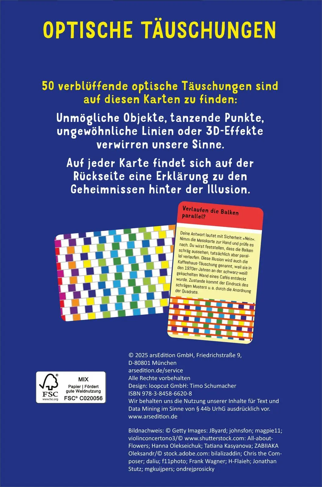 Rückseite: 9783845866208 | Science &amp; Kids - Optische Täuschungen | 50 Karten | Timo Schumacher