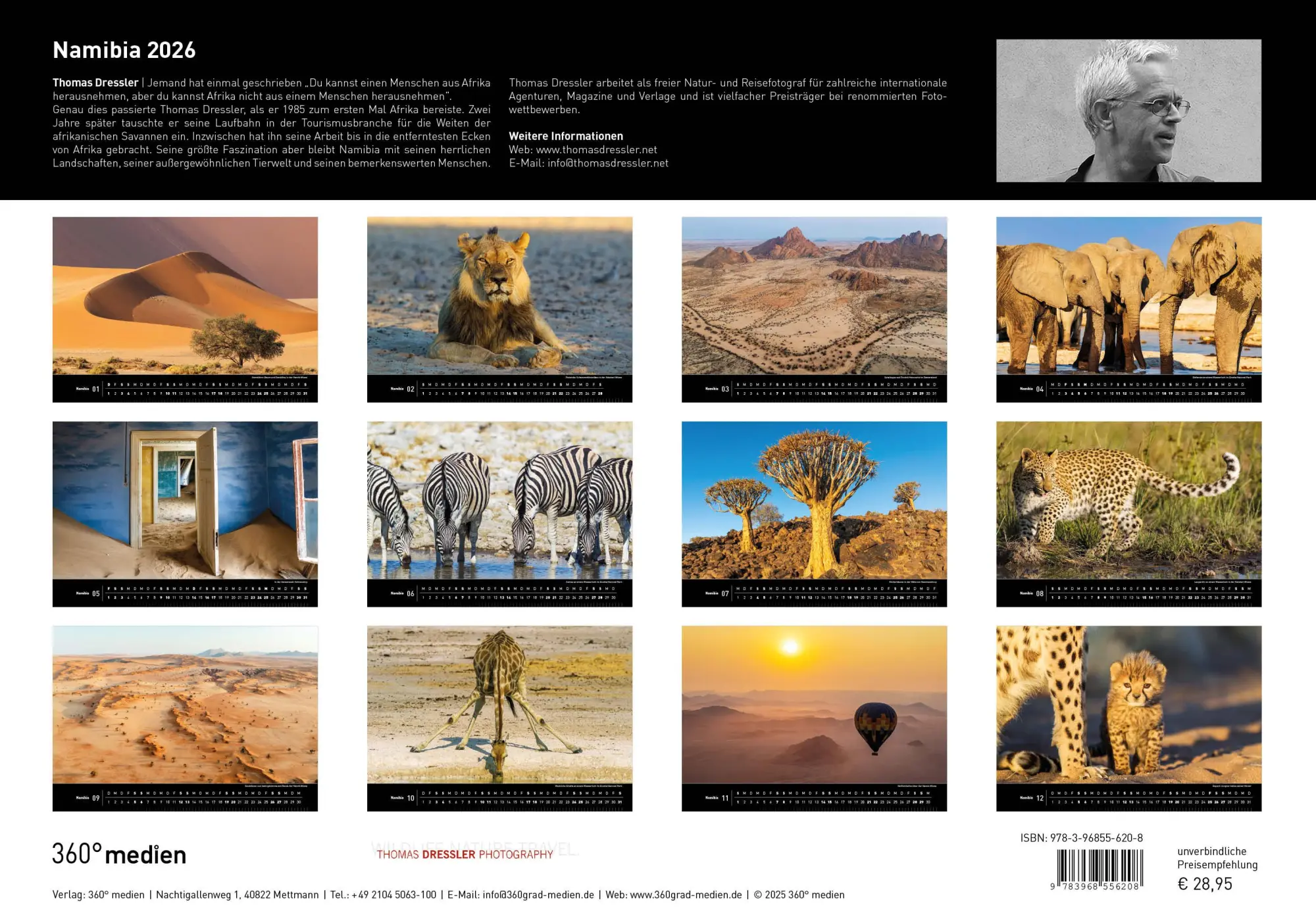 Rückseite: 9783968556208 | Namibia Premiumkalender 2026 | Thomas Dreßler | Kalender | 14 S.