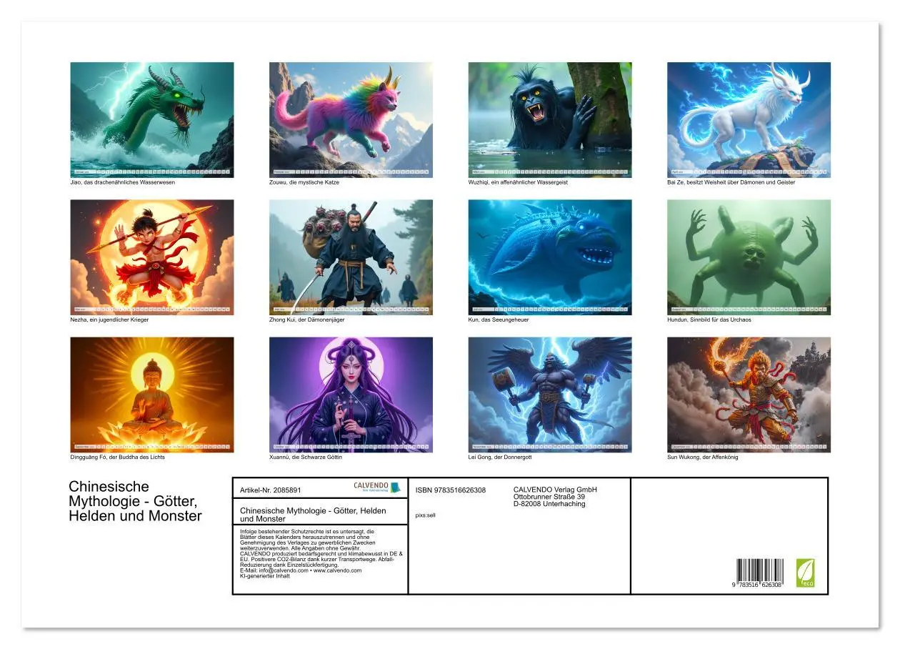 Bild: 9783516626308 | Chinesische Mythologie - Götter, Helden und Monster (Wandkalender...