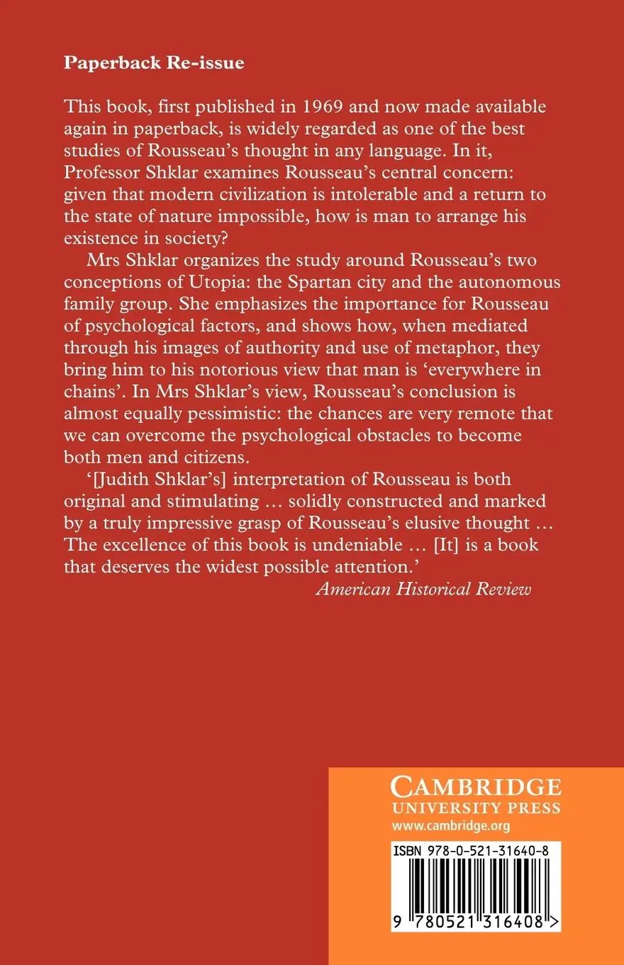 Rückseite: 9780521316408 | Men and Citizens | A Study of Rousseau's Social Theory | Shklar | Buch