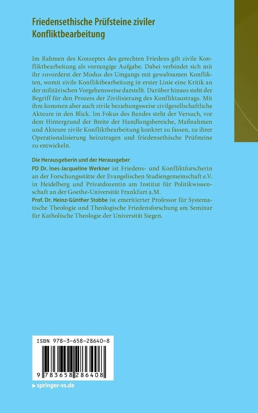 Rückseite: 9783658286408 | Friedensethische Prüfsteine ziviler Konfliktbearbeitung | Taschenbuch