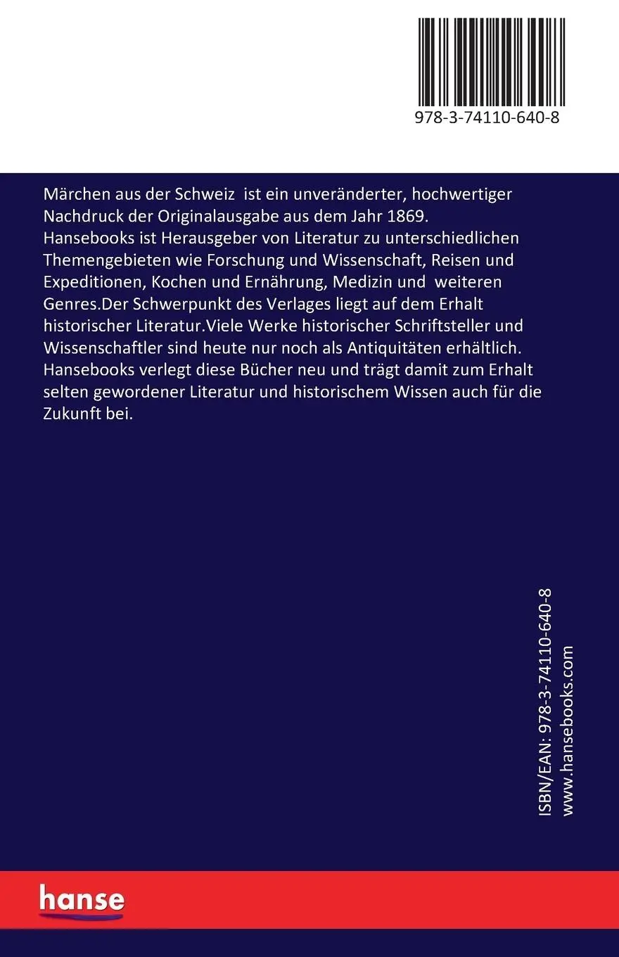 Rückseite: 9783741106408 | Märchen aus der Schweiz | Otto Sutermeister | Taschenbuch | 208 S.