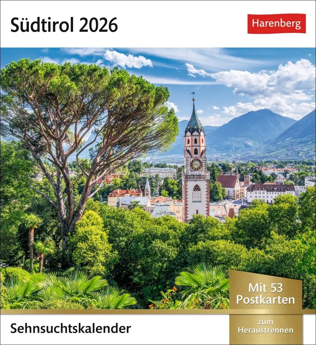 Cover: 9783840036408 | Südtirol Sehnsuchtskalender 2026 - Wochenkalender mit 53 Postkarten