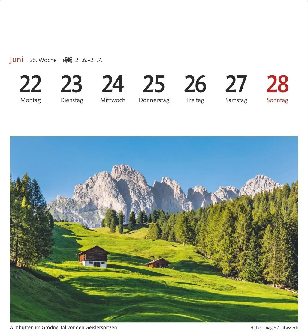 Bild: 9783840036408 | Südtirol Sehnsuchtskalender 2026 - Wochenkalender mit 53 Postkarten