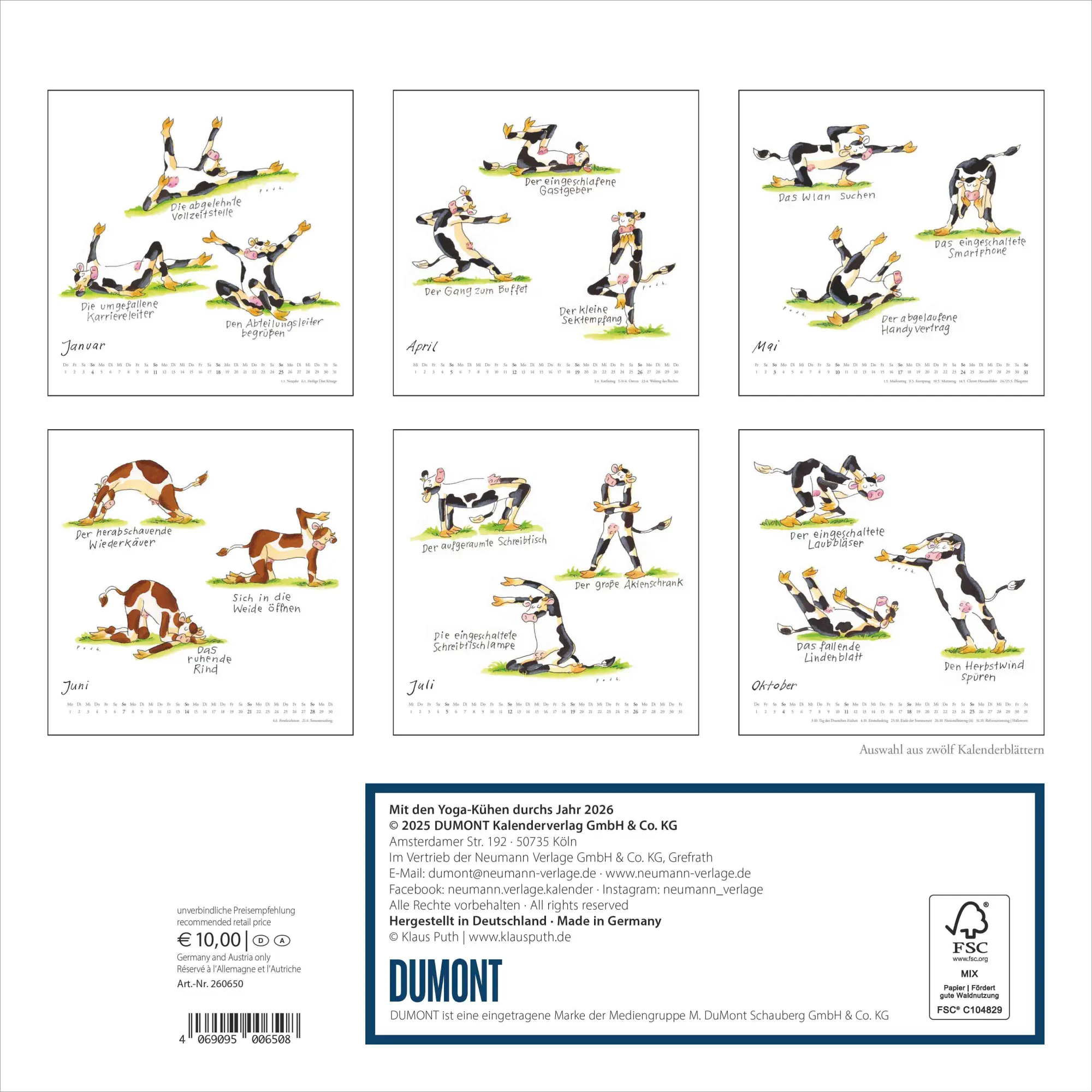 Bild: 4069095006508 | Mit den Yoga-Kühen durchs Jahr 2026 - Wandkalender - Quadratformat...