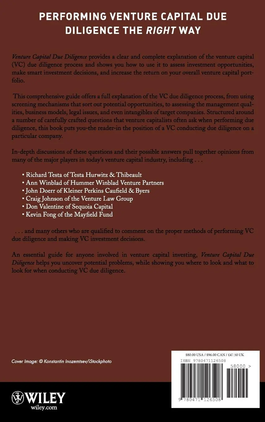 Rückseite: 9780471126508 | Venture Capital Due Diligence | Justin J Camp | Buch | XIV | Englisch