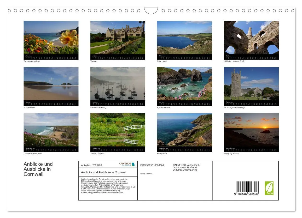 Bild: 9783516086508 | Anblicke und Ausblicke in Cornwall (Wandkalender 2026 DIN A3 quer),...