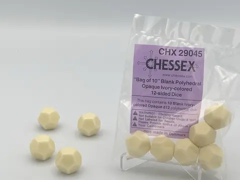 Cover: 601982026608 | Opaque Polyhedral Bag of 10 Blank Ivory d12 | deutsch | Chessex