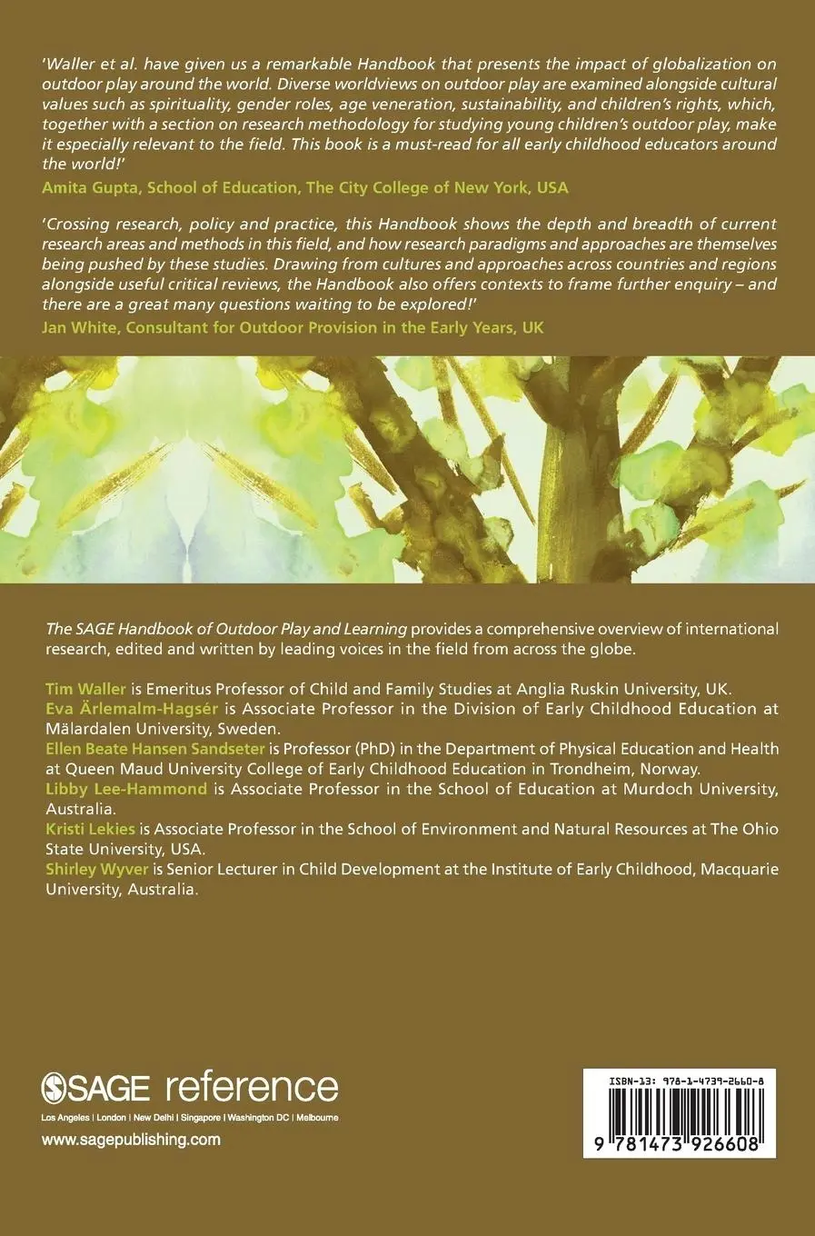 Rückseite: 9781473926608 | The SAGE Handbook of Outdoor Play and Learning | Tim Waller (u. a.)
