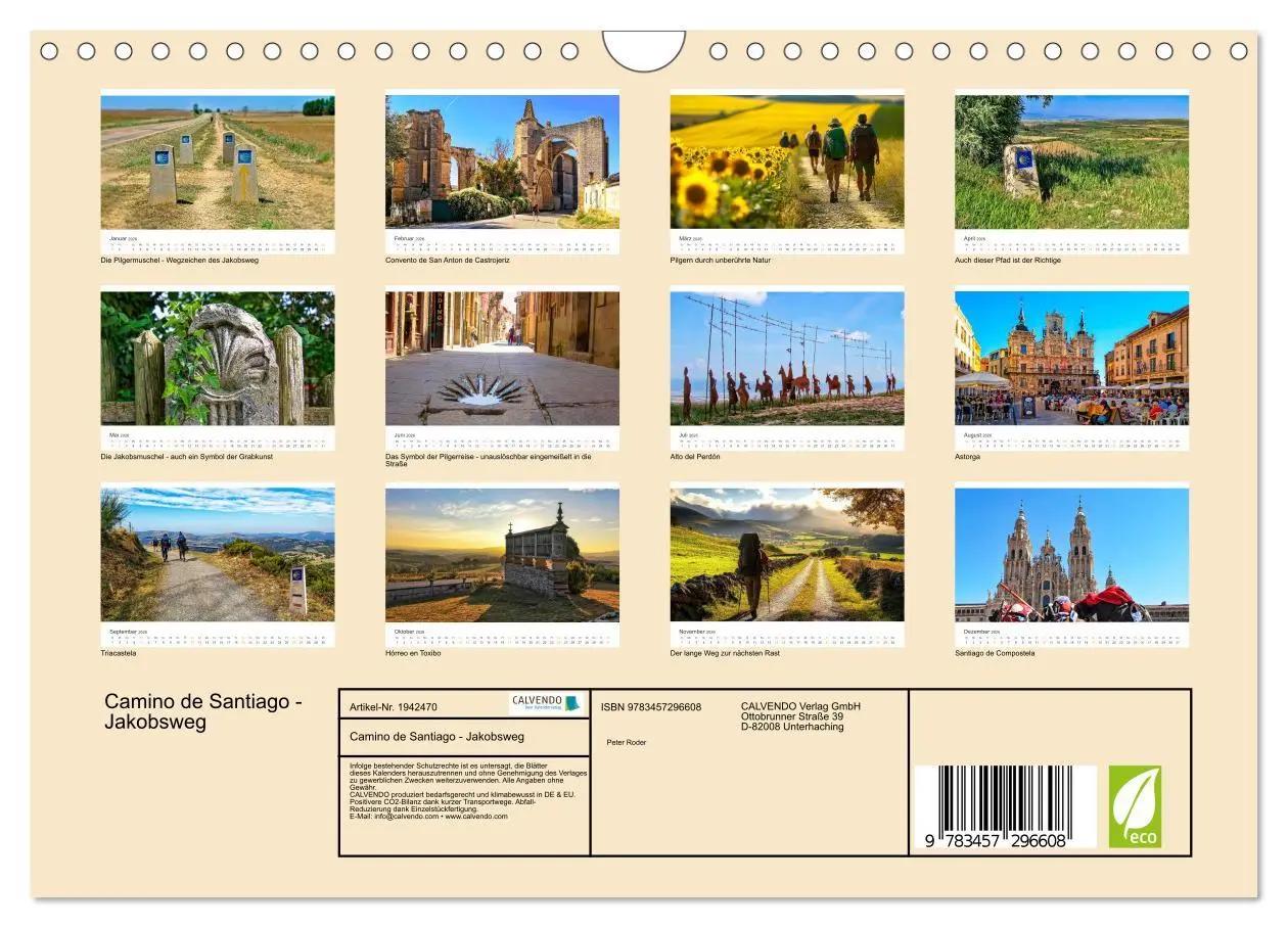 Bild: 9783457296608 | Camino de Santiago - Jakobsweg (Wandkalender 2026 DIN A4 quer),...