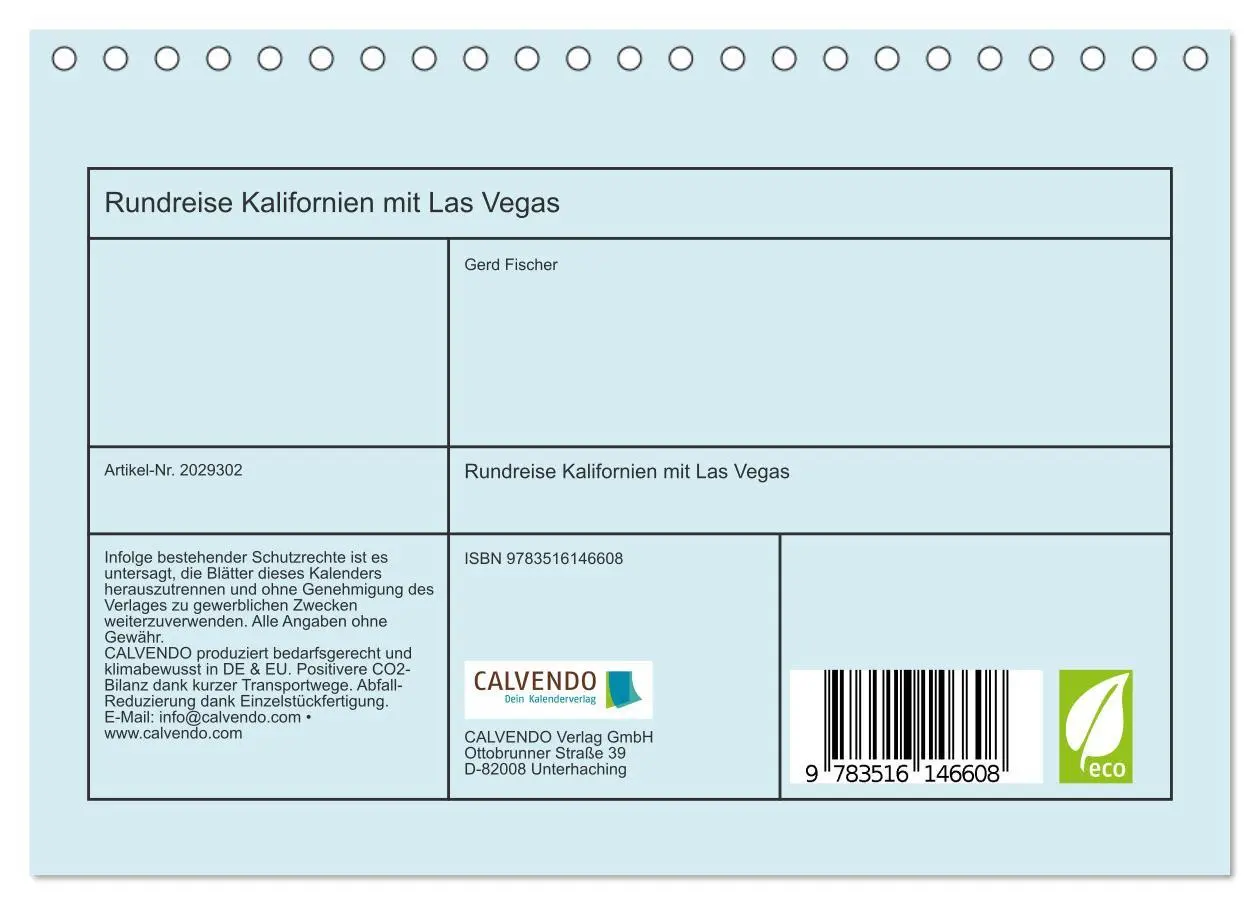 Bild: 9783516146608 | Rundreise Kalifornien mit Las Vegas (Tischkalender 2026 DIN A5...