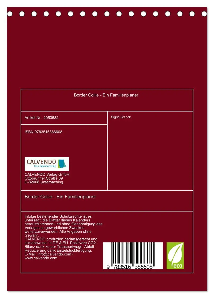 Bild: 9783516386608 | Border Collie - Ein Familienplaner (Tischkalender 2026 DIN A5...