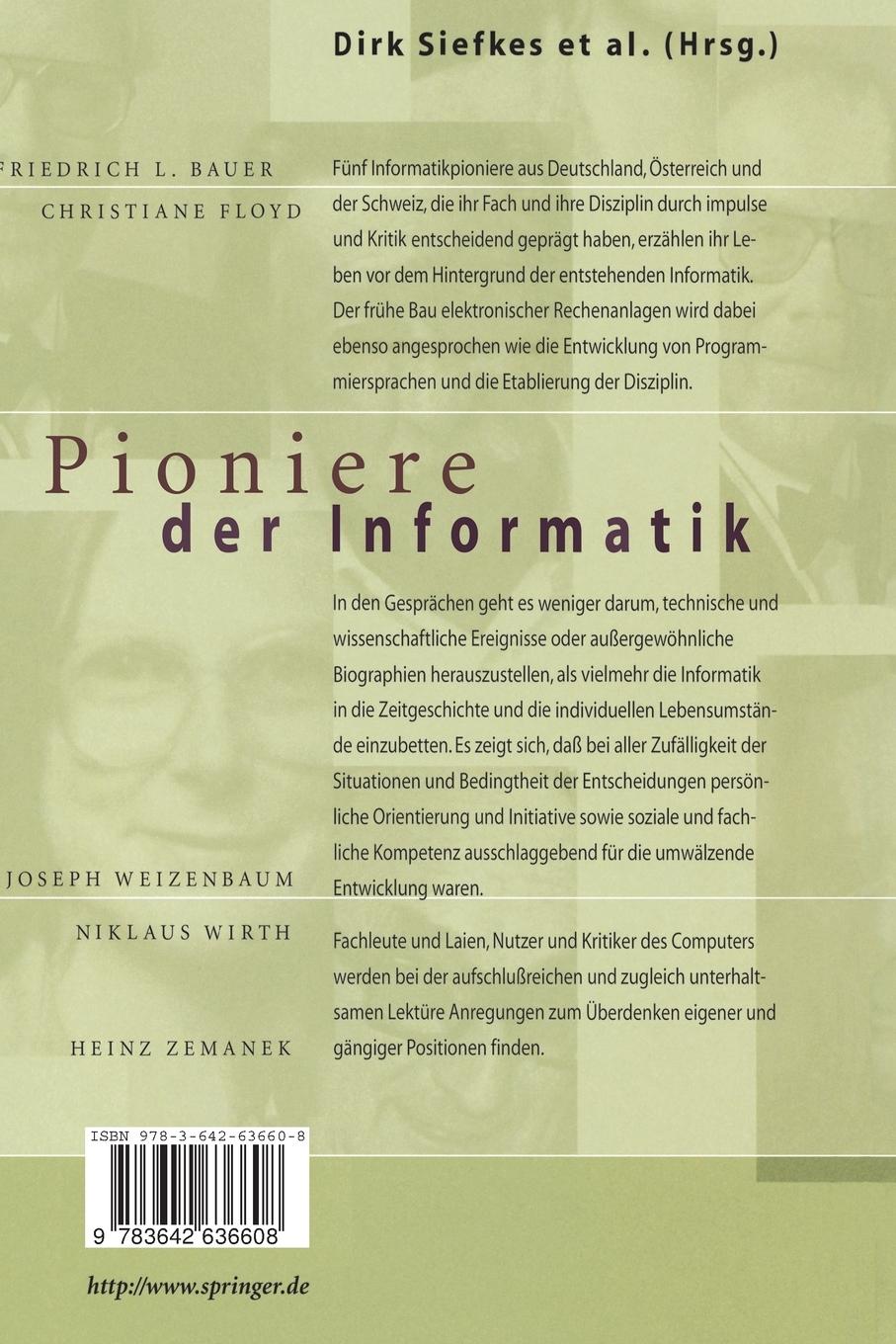 Rückseite: 9783642636608 | Pioniere der Informatik | Ihre Lebensgeschichte im Interview | Buch