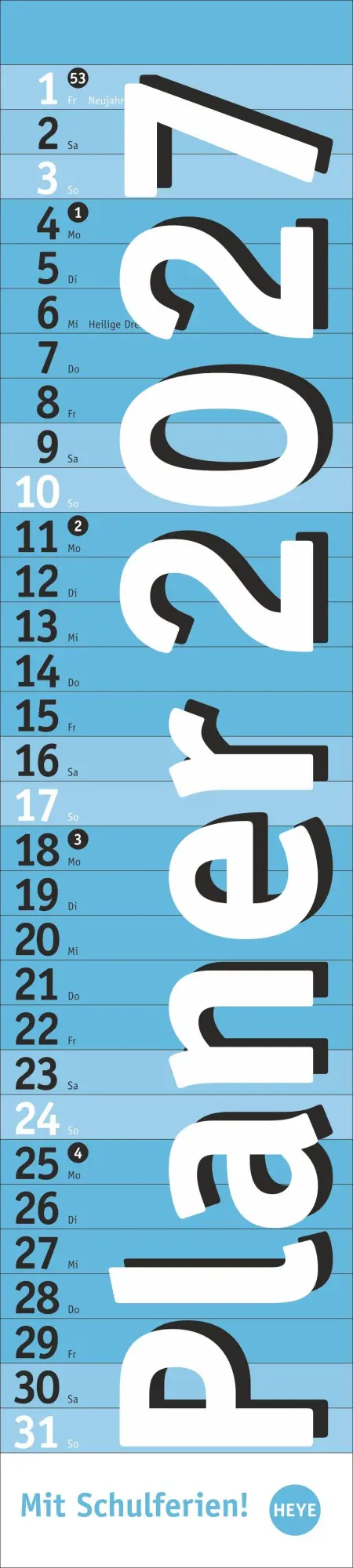 Cover: 9783756416608 | Langplaner, hellblau 2027 | Kalender | Bürokalender Heye | 13 S.