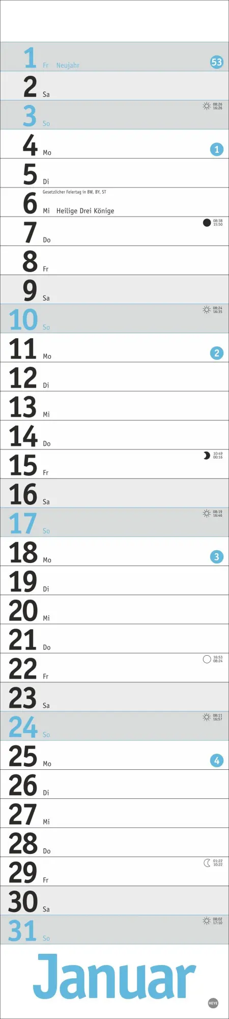Bild: 9783756416608 | Langplaner, hellblau 2027 | Kalender | Bürokalender Heye | 13 S.