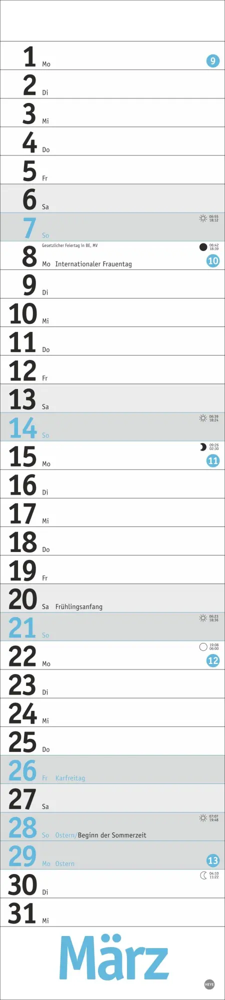 Bild: 9783756416608 | Langplaner, hellblau 2027 | Kalender | Bürokalender Heye | 13 S.