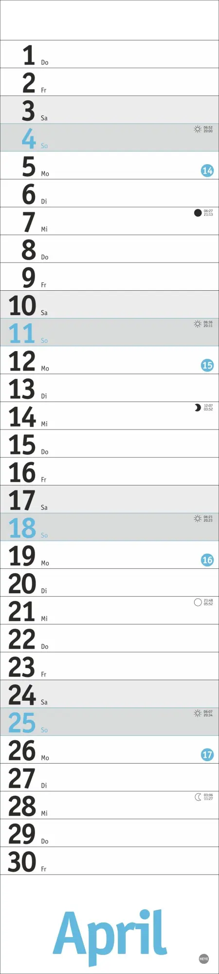 Bild: 9783756416608 | Langplaner, hellblau 2027 | Kalender | Bürokalender Heye | 13 S.