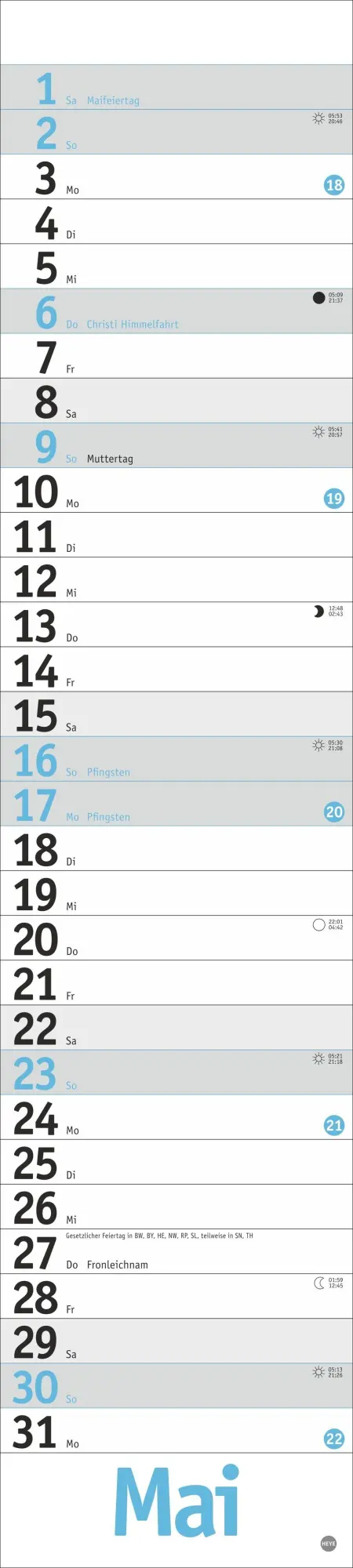Bild: 9783756416608 | Langplaner, hellblau 2027 | Kalender | Bürokalender Heye | 13 S.
