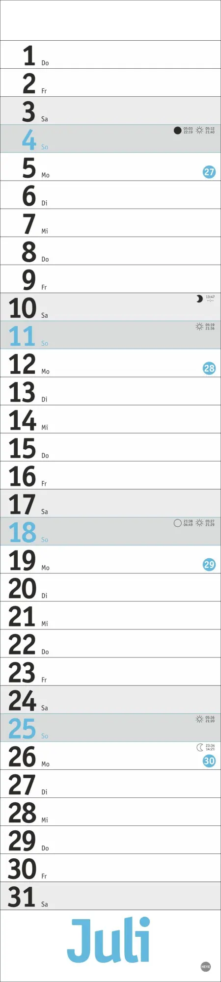 Bild: 9783756416608 | Langplaner, hellblau 2027 | Kalender | Bürokalender Heye | 13 S.